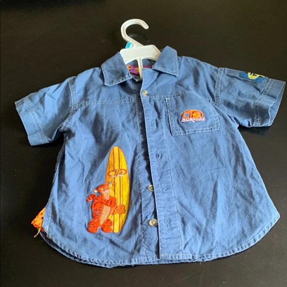 Disney Tigger button down Blue Kids Surfing Shirt